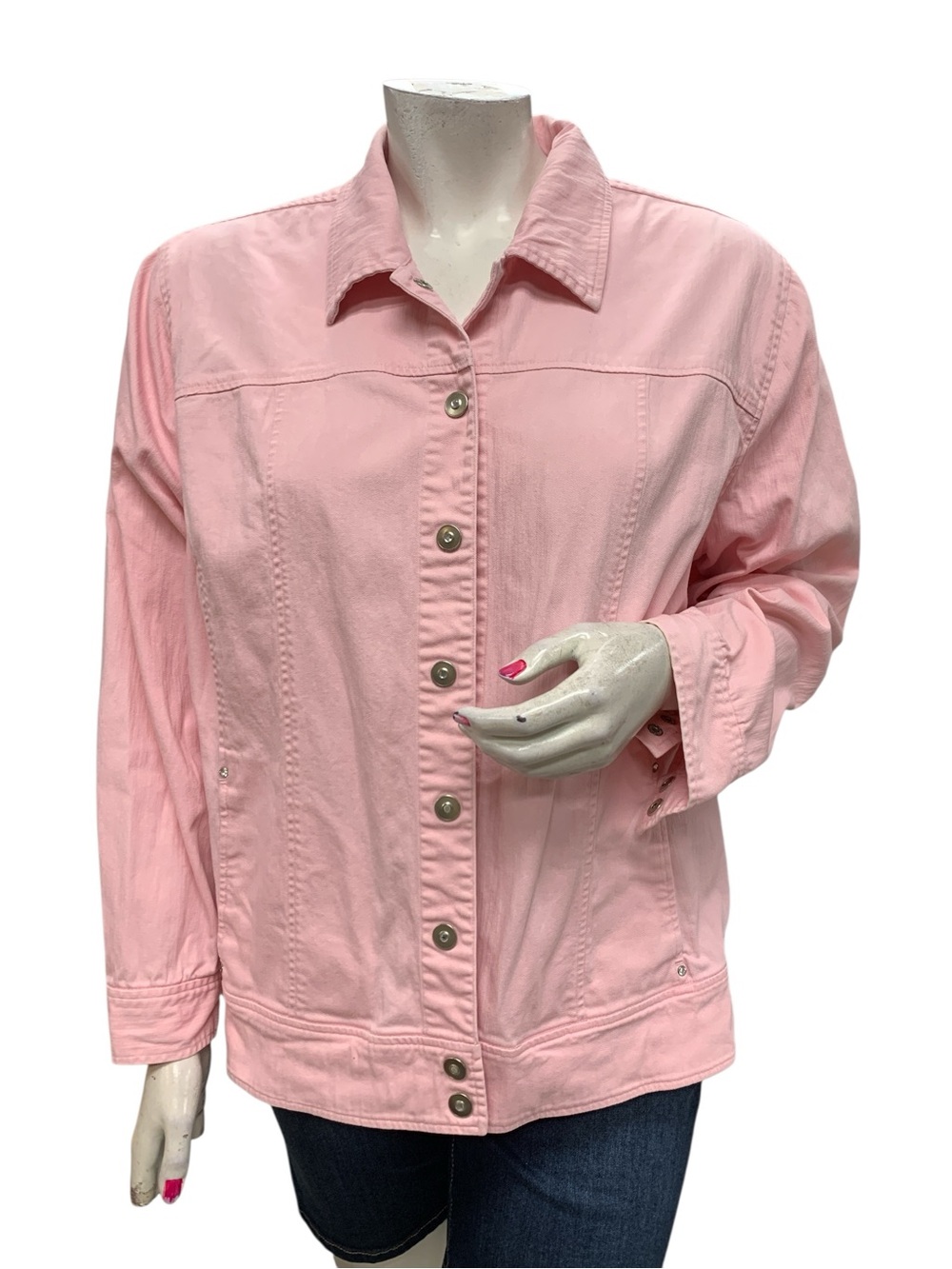CJ Banks Light Pink Button-Front Jean Jacket Size 2X